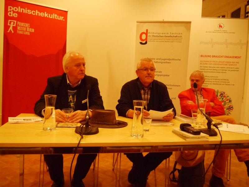 Bernard Nowak, Dr. Witkwoski, Dieter Kalka im Polnischen Isntitut Leipzig, 2015